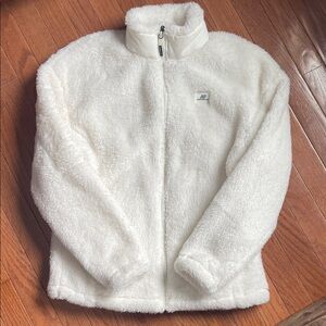 White Fleece Zip-Up Jacket